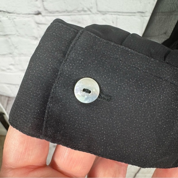 J. Marco Black Sheer Embroidered Flowers Button Down Blouse Size Large - Picture 5 of 6